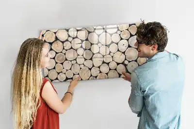 Magnetisch glazen schrijfbord voor notities en foto's inclusief gezaagde boomstammen