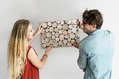 Magnetisch glazen schrijfbord voor notities en foto's inclusief gezaagde boomstammen