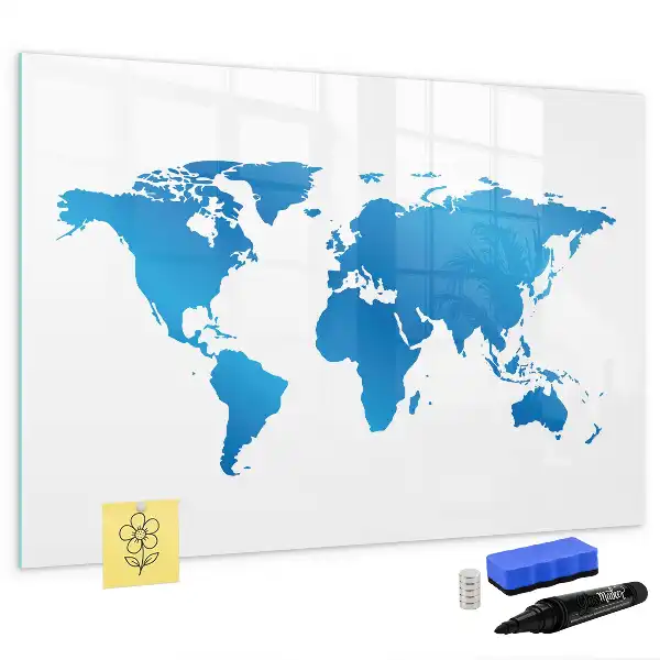 Glazen wereldkaart magneetbord beschrijfbaar designbord