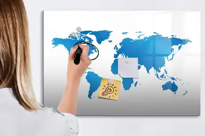 Glazen wereldkaart magneetbord beschrijfbaar designbord