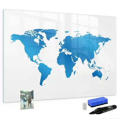 Glazen wereldkaart magneetbord beschrijfbaar designbord