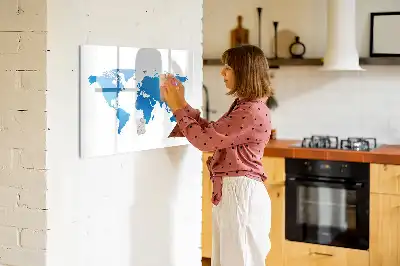 Glazen wereldkaart magneetbord beschrijfbaar designbord