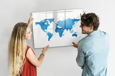 Glazen wereldkaart magneetbord beschrijfbaar designbord
