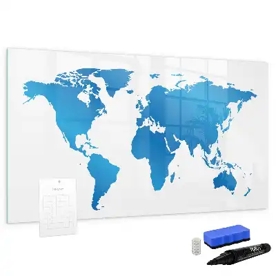 Glazen wereldkaart magneetbord beschrijfbaar designbord