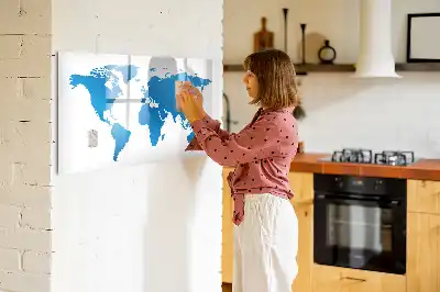 Glazen wereldkaart magneetbord beschrijfbaar designbord