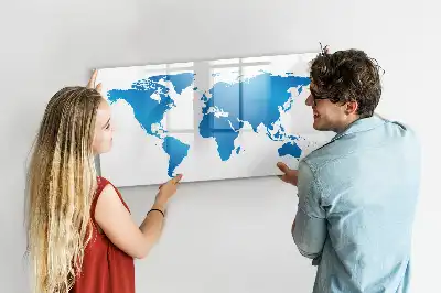 Glazen wereldkaart magneetbord beschrijfbaar designbord