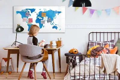 Glazen wereldkaart magneetbord beschrijfbaar designbord