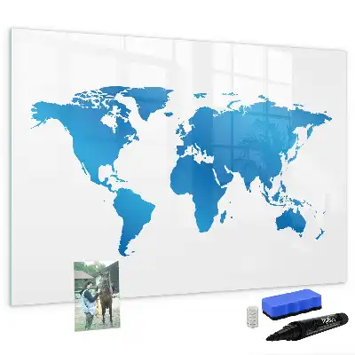 Glazen wereldkaart magneetbord beschrijfbaar designbord