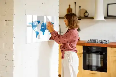 Glazen wereldkaart magneetbord beschrijfbaar designbord