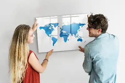 Glazen wereldkaart magneetbord beschrijfbaar designbord