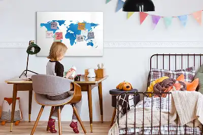 Glazen wereldkaart magneetbord beschrijfbaar designbord