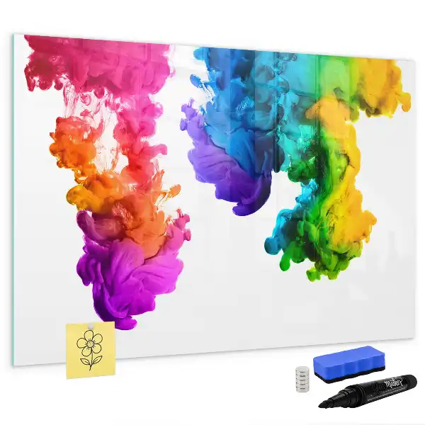 Magnetisch glazen schrijfbord voor notities en foto's in regenboogkleuren