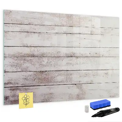 Beschrijfbaar glazen magneetbord met houten plankenpatroon