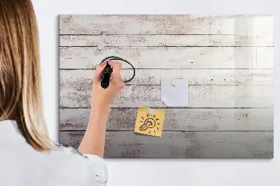Beschrijfbaar glazen magneetbord met houten plankenpatroon