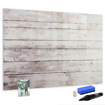 Beschrijfbaar glazen magneetbord met houten plankenpatroon