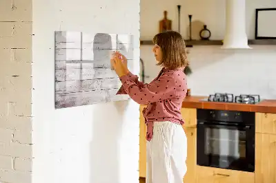 Beschrijfbaar glazen magneetbord met houten plankenpatroon