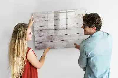 Beschrijfbaar glazen magneetbord met houten plankenpatroon