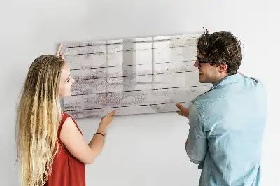 Beschrijfbaar glazen magneetbord met houten plankenpatroon