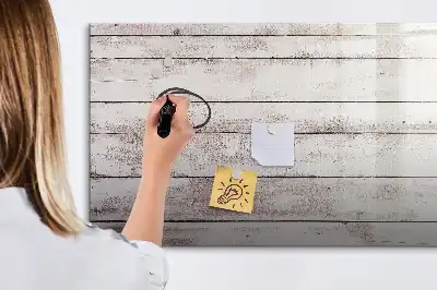Beschrijfbaar glazen magneetbord met houten plankenpatroon