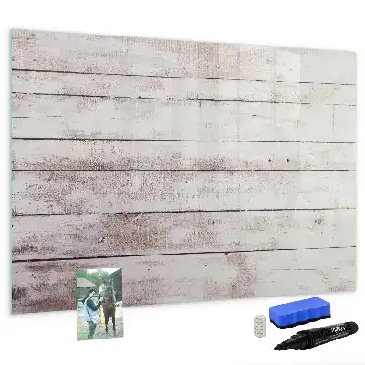 Beschrijfbaar glazen magneetbord met houten plankenpatroon