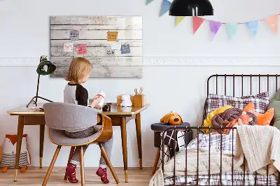 Beschrijfbaar glazen magneetbord met houten plankenpatroon