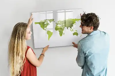 Magnetisch glazen schrijfbord met aquarel wereldkaart