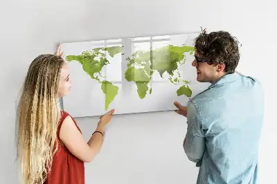 Magnetisch glazen schrijfbord met aquarel wereldkaart