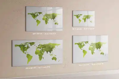 Magnetisch glazen schrijfbord met aquarel wereldkaart