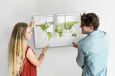 Magnetisch glazen schrijfbord met aquarel wereldkaart