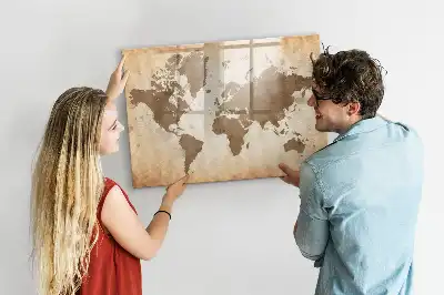 Beschrijfbaar glazen magneetbord met wereldkaartdesign