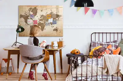 Beschrijfbaar glazen magneetbord met wereldkaartdesign