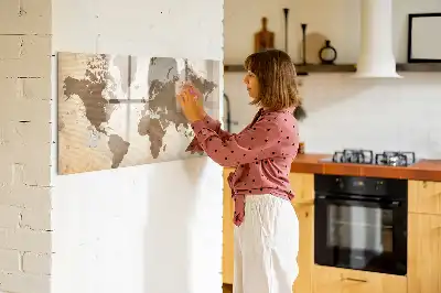 Beschrijfbaar glazen magneetbord met wereldkaartdesign