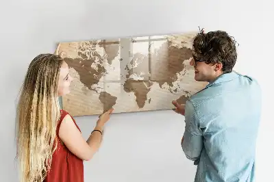 Beschrijfbaar glazen magneetbord met wereldkaartdesign
