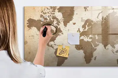 Beschrijfbaar glazen magneetbord met wereldkaartdesign