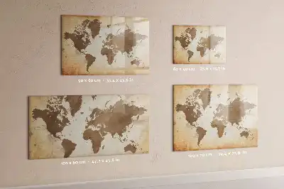 Beschrijfbaar glazen magneetbord met wereldkaartdesign