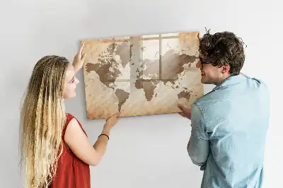 Beschrijfbaar glazen magneetbord met wereldkaartdesign