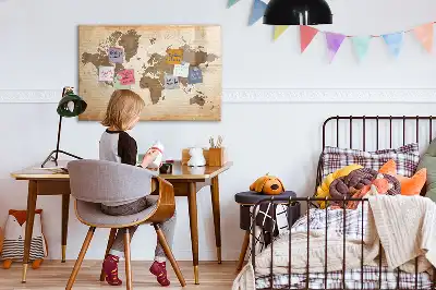 Beschrijfbaar glazen magneetbord met wereldkaartdesign