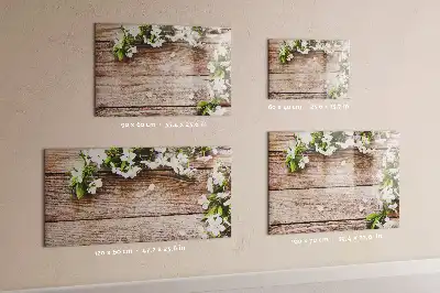 Magnetisch glazen schrijfbord met print van bloemen op hout