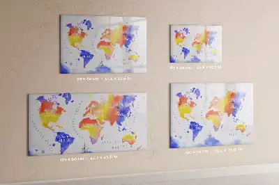 Magnetisch glazen schrijfbord met aquarel wereldkaart print