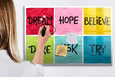 Beschrijfbaar glazen magneetbord met design motivatiebord