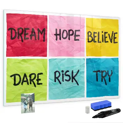 Beschrijfbaar glazen magneetbord met design motivatiebord