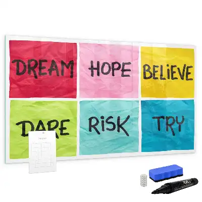 Beschrijfbaar glazen magneetbord met design motivatiebord
