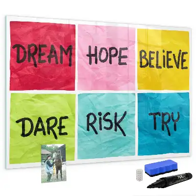 Beschrijfbaar glazen magneetbord met design motivatiebord