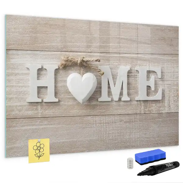 Magnetisch glazen memobord met tekst Thuis