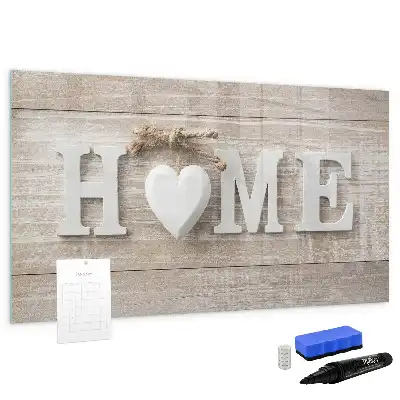 Magnetisch glazen memobord met tekst Thuis