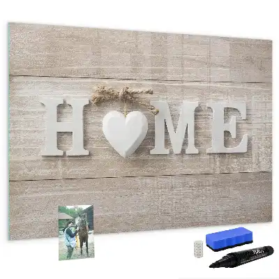 Magnetisch glazen memobord met tekst Thuis