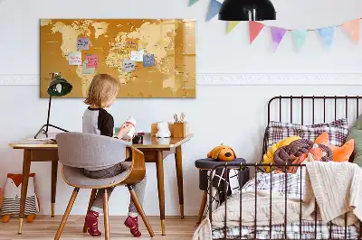 Magnetisch glazen schrijfbord met wereldkaart print