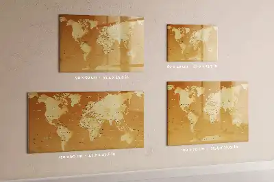 Magnetisch glazen schrijfbord met wereldkaart print