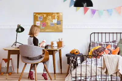 Magnetisch glazen schrijfbord met wereldkaart print