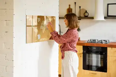 Magnetisch glazen schrijfbord met wereldkaart print